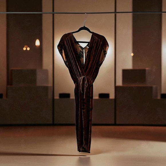 Young Fabulous & Broke Brown Velvet Maxi Dress - Picture 1 of 4
